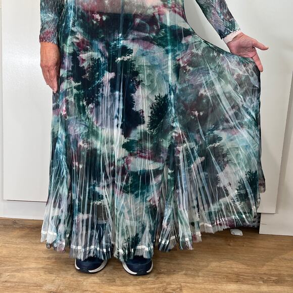 Komarov Sheer Charmeuse Dress Naturecore Glitchcore Botanical Academia - Picture 4 of 9